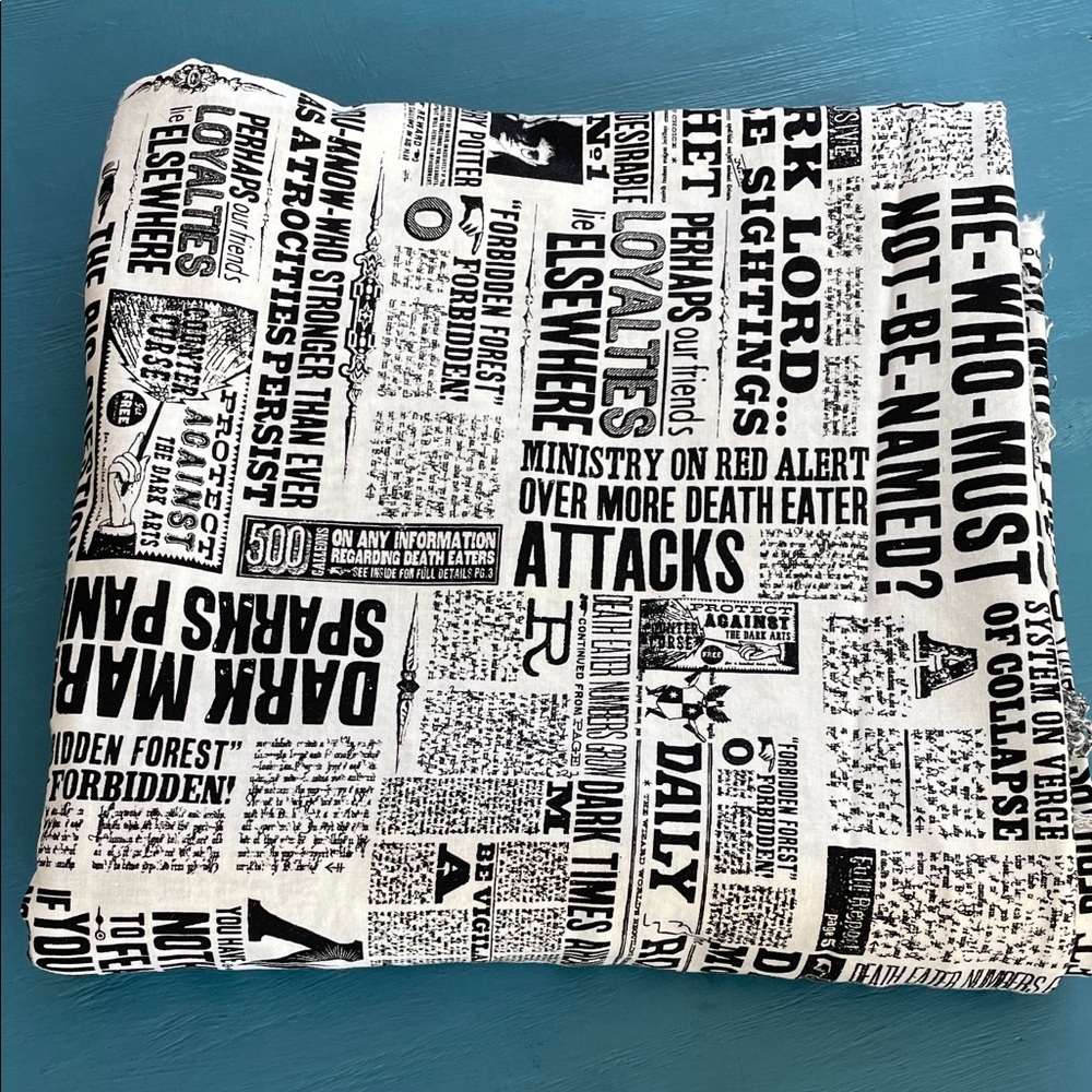 Harry Potter Black and White Newspaper Print Fabric